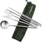 Reusable Travel Utensils Set - 7 Pieces Portable 18/10 Stainless Steel, Includes Knife, Fork, Spoon, Chopsticks,