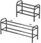 Gonfoam 2-Tier Expandable Shoe Rack, Heavy Duty Metal Free Standing Organizer for Entryway Closet (Black)