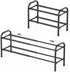 Gonfoam 2-Tier Expandable Shoe Rack, Heavy Duty Metal Free Standing Organizer for Entryway Closet (Black)