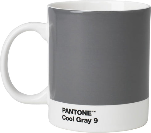 Pantone by Copenhagen Design Large Ceramic Coffee Mug with Handle, Colorful Porcelain, 12 oz Cool Gray