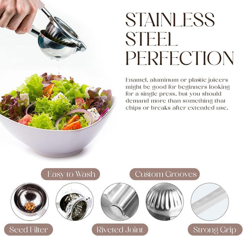 Bellemain Citrus Juicer | Metal Lemon Squeezer | Lime and Lemon Juicer Stainless Steel with Silicone Handles | Manual