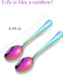 Set of 16 Rainbow Soup Spoons, Top Food Grade Stainless Steel Silverware, 6.69 Inches, Dishwasher Safe