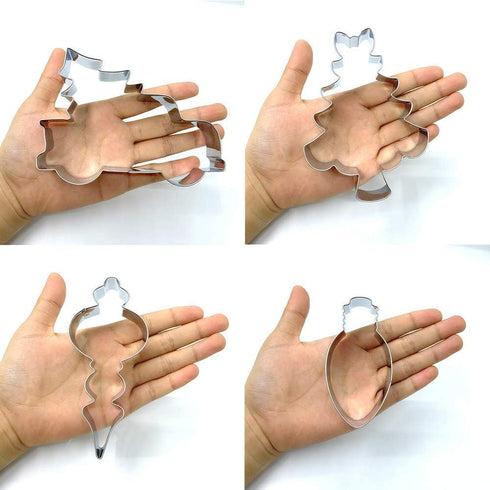LILIAO Christmas Cookie Cutter Set, 4-pc Stainless Steel Cutters: Pickup Truck with Christmas Tree, Light Bulb, Ornament