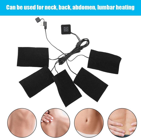 USB Heating Pad for Coat, Electric Cloth Heater Pad with Five Heating Element Pads, Adjustable Temperature Warmer