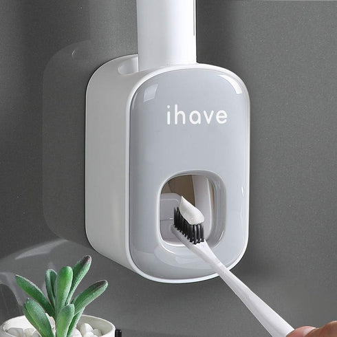 iHave Toothpaste Dispenser Wall Mount, Automatic Toothpaste Squeezer for Bathroom, Grey