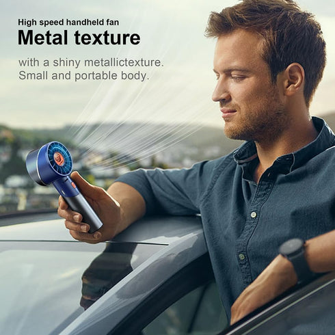 Handheld Portable Turbo Fan, Powerful Personal Fan (7000rpm High-Speed Motor, Battery 3-16 H), USB Rechargeable, Navy