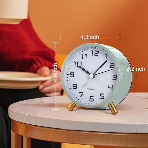 Alarm Clock for Bedroom,Loud Analog Clock with Silent Non-Ticking,Voice Controlled Light,Small Clock