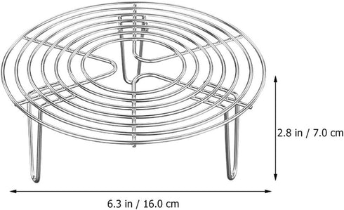 Cabilock 6.3x2.8 Inch Round Steam Rack, Stainless Steel Cooking, Grilling, Canning, Cooling Rack for Baking