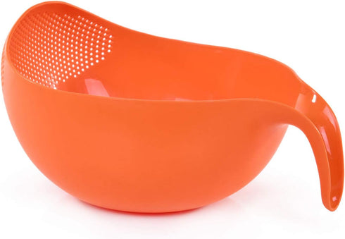 Mintra Home Rice Colander (Orange) - Lightweight Strainer for Cleaning Rice, Beans, Fruit, and Vegetables