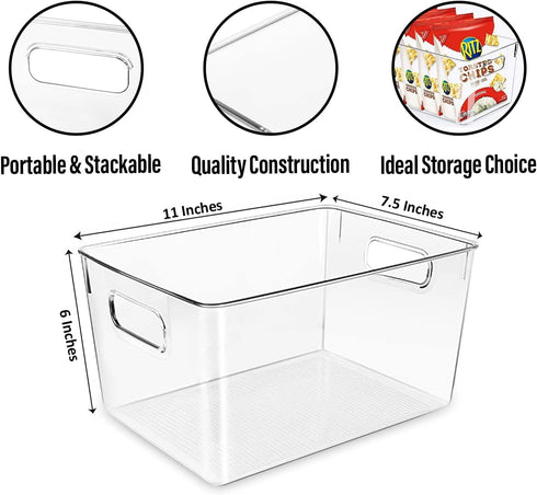 Clear storage organizer bins, Kitchen Cabinet Organizers and Storage Baskets Pantry Fridge Containers for Organizing