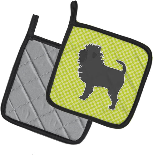 Caroline's Treasures BB3848PTHD Affenpinscher Checkerboard Green Pot Holders, Kitchen Heat Resistant, 7 1/2 x 7 1/2