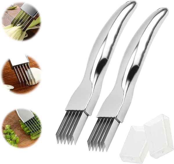 2pcs Shred Silk The Knife, 2024 New Stainless Steel Chopped Green Onion Knife, Sharp Scallion Shredding Cutter, Kitchen