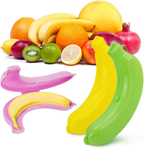 QLFJ-FurDec 3pcs Banana Holder Case, Banana Keeper BPA-Free Outdoor Travel Case, Banana Container Outdoor Travel, Fruit