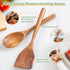 Wooden Cooking Spoon Utensils, 2pcs Set for Kitchen Cooking, Nonstick Cookware Spatulas