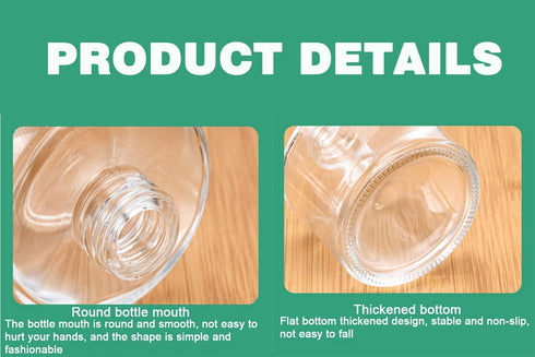 QUUPY 2 50ml/1.7oz Pcs Clear Round Empty Glass Diffuser Bottles Jars Containers Fragrance Accessories with Black Lid