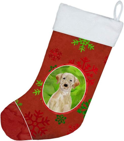Caroline's Treasures CK3973CS Christmas Snowflakes Yellow Labrador Retriever Stocking, Fireplace Hanging Decor