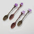 2pcs Retro Crystal Antique Spoon, Amethyst Crystal Alloy Mini Coffee Tea Spoons for Home Office Ice Cream