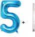 40 Inch Birthday Helium Foil Digital Balloons, Glossy Blue Number 0-9 (5)