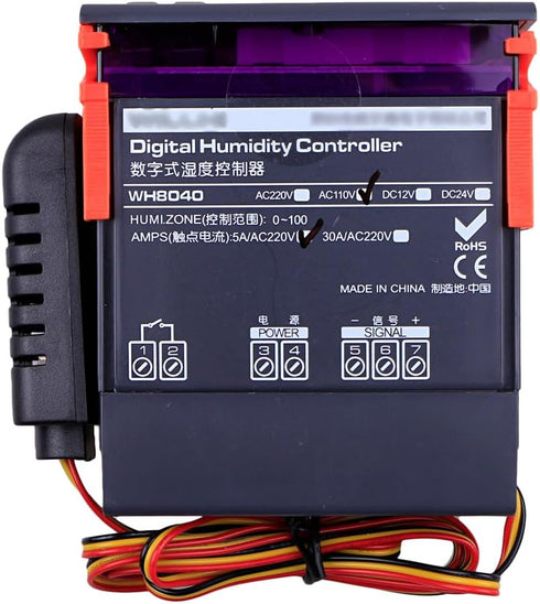110V Digital Air Humidity Temperature Control Controller WH8040, Range 1%~99%