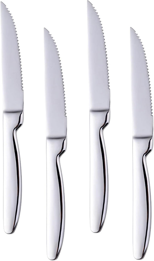 Steak Knife Set, 4-Piece Serrated Stainless Steel Cutlery, 22cm for Home, Restaurant, Hotel