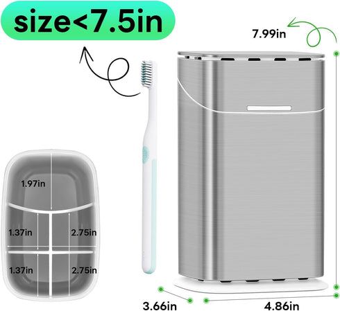 5 Counter GFWARE Toothbrush Holders with Cover - Slots Tooth Brush Holder for Bathroom, Detachable Bathroom Organizer