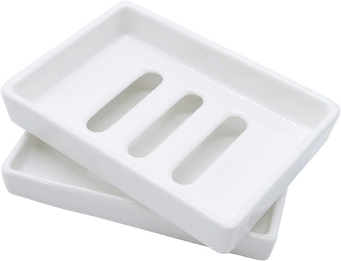 Ceramic Soap Dish Bar Soap Holder - Double Layer Draining Soap Tray by Lofekea