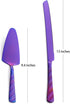Purple Wedding Cake Knife and Server Set, Stainless Steel Cake Cutting Set, Cake Cutter and Pie Server for Wedding, Birthday, Party