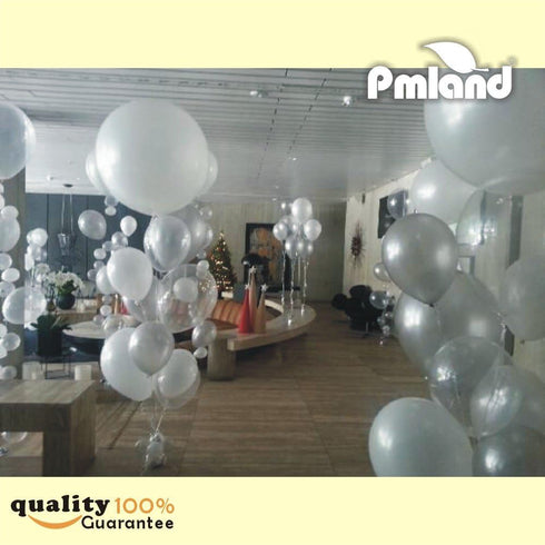 PMLAND 100 Pieces Silver Latex Balloons - 12 Inches for Party Birthday Wedding Engagement Holiday Decorations