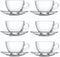 Glass Teacup and Saucer Set, 6 Pack Coffee Mug with Stainless Steel