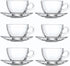 Glass Teacup and Saucer Set, 6 Pack Coffee Mug with Stainless Steel