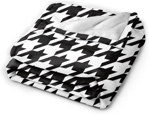 Perinsto 50"X40" Houndstooth Pattern Throw Blanket Ultra Soft Warm All Season Decorative Fleece Blankets for Bed Chair