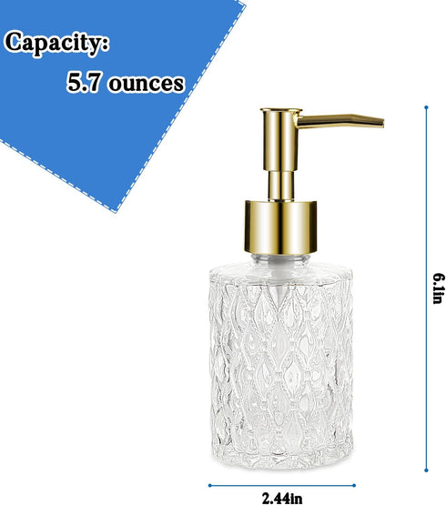 Easy to Clean Multipurpose Soap Dispenser, Glass Pump Dispenser Ideal for Bath and Bathroom (Gold)