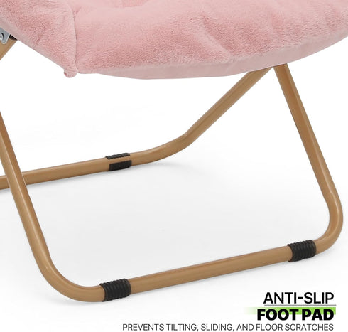 Magshion Saucer Chair with Removable Headrest, Folding Moon Chair for Adults, Oversized Comfy Reading Seat for Bedroom