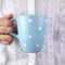 City to Cottage Ceramic Cappuccino Mug - 10oz Coffee Mug with Large Handle for Latte, Sky Baby Blue Polka Dot