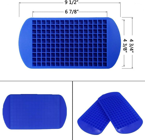 Silicone Mini Ice Cube Trays Molds with Silicone Straw for iOCSmart Portable Personal Blender, USB Rechargeable (Blue,
