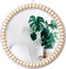 Poeme Boho Wall Mounted Circle Mirror, Wooden Round Wall Decor for Bathroom Living