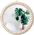 Poeme Boho Wall Mounted Circle Mirror, Wooden Round Wall Decor for Bathroom Living