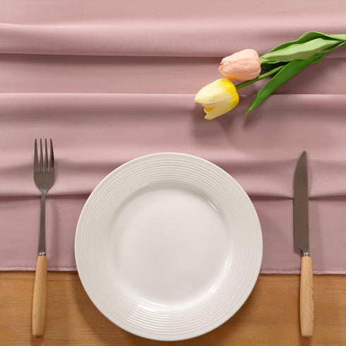 Socomi Dusty Rose Chiffon Table Runner Easter Spring Boho Rustic 10ft 29x120 Inches Wedding Runner Sheer Bridal Shower