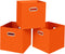 Set of 3 Fabric Cubby Storage Bins, 13x13x13 Inches, Foldable Organizer Bins with Dual Handles, Orange