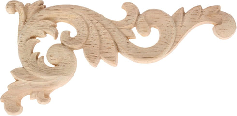 MUXSAM Wood Carved Appliques Onlays - 1-Pair Unpainted Small Wooden Carvings for Mirrors, Walls, DIY Project