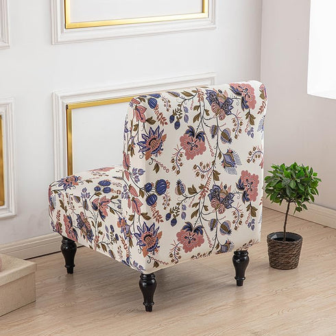 Armless 06 Accent Chair Cover - Soft Printed Slipcover for Living Dining Room Slipper Chairs