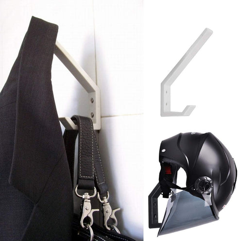 4PCS Plastic Helmet Holders, Wall Mounted Hanging Hooks for Hat, Glove, Bag, Shoe, Clothes Rack (White-4PC)