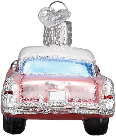 Old World Christmas Glass Blown Ornament - Classic Car (46023), Pink