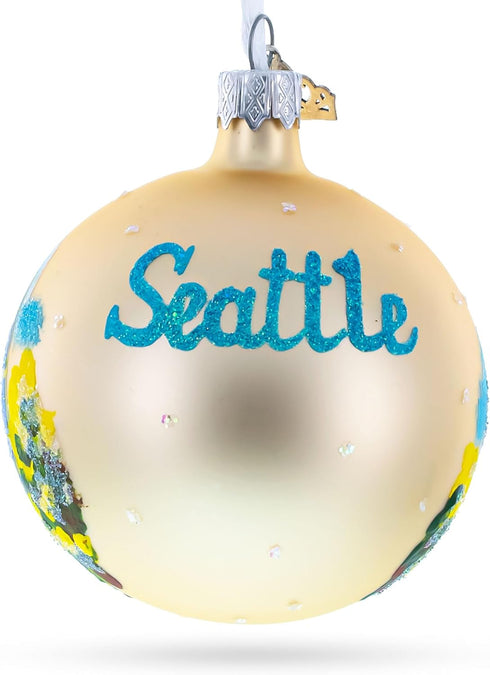 Seattle, Washington Glass Ball Christmas Ornament, 3.25 Inches