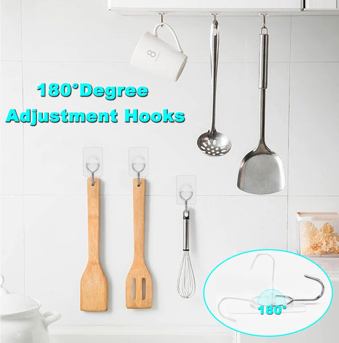 CGBE Heavy Duty Adhesive Hooks, 16 Pack Clear Sticky Hooks for Hanging Keys, Coats, Hats, Bags