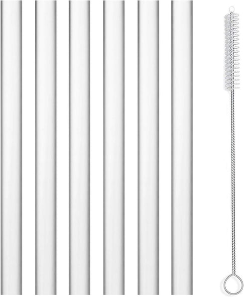 ALINK Reusable Clear Silicone Boba/Bubble Tea Straws, 14mm X 10", Pack of 6 with Cleaning Brush, Extra Wide Flexible