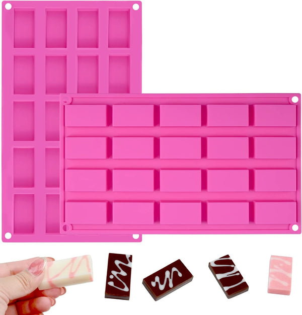 Sakolla 2 Pack Chocolate Bars Silicone Molds | Rectangles Candy Bars Molds for Chocolate, Rice Crispy Pops, Dessert