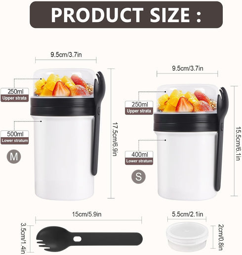 GPREESUS 2 Pack Lids,21 25oz Overnight Oats Containers with & On the Go Yogurt Parfait Cup,Overnight Oats Jars,Reusable