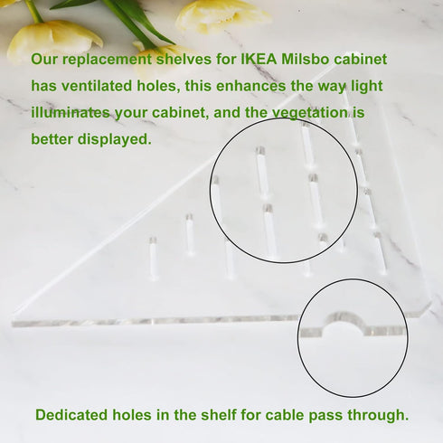PIAOLGYI Replacement Shelf for IKEA Milsbo Tall Indoor Greenhouse Cabinet, Triangular Acrylic Corner Shelves Extra