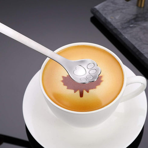 Maydahui 6PCS Cat Paw Spoon, 5.8 Inch Hollow Out Coffee Spoons, 18/10 Stainless Steel for Dessert, Ice Cream